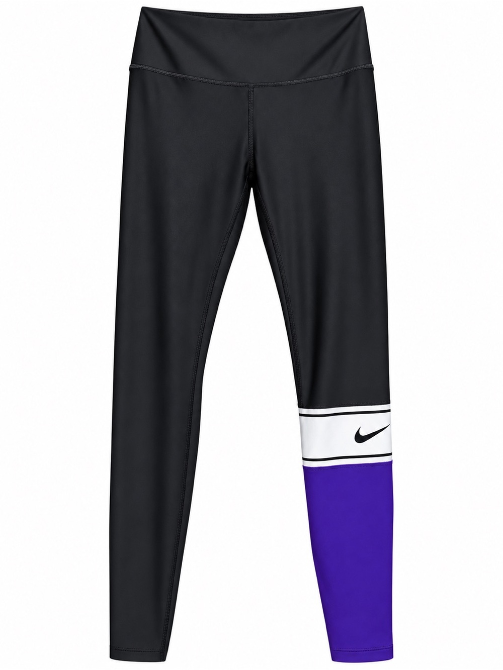 Nike Dri-FIT High Rise Colorblock Leggings Black White Purple